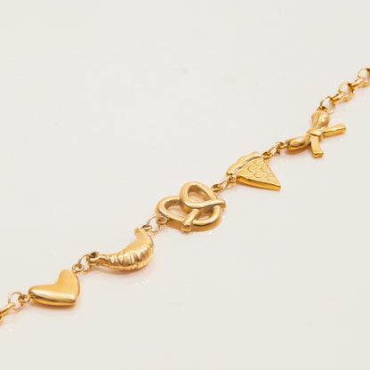 18K Gold Afternoon Tea Heart Chain Bracelet Stack