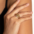 18K Gold and Silver Two Tone Bejeweled Multi Layers Spinelli Trinity Stacking Rings