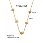 18K Gold Beaded Flower Chain Collar Necklace