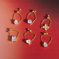 18K Gold Spark Drop Heart Clover Flower Adjustable Chain Ring