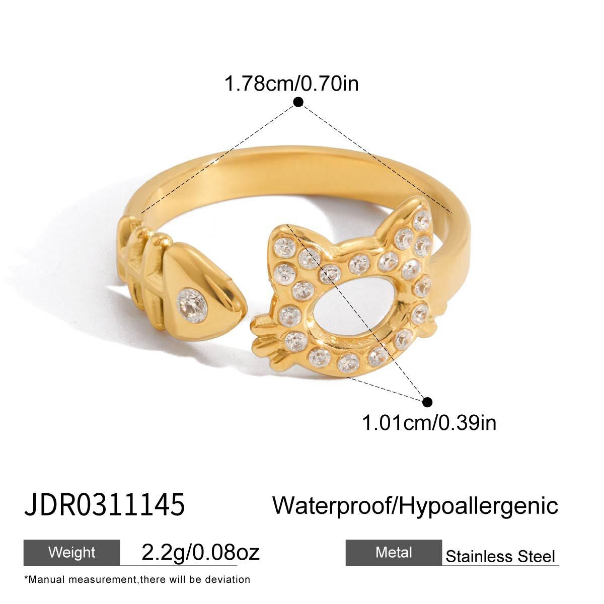 18K Gold Paws and Purrs Pave Cat and Dog Cuff Ring
