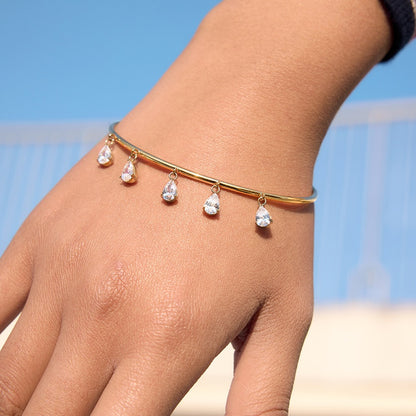 18K Gold Golden Tease Bangle Cuff Bracelet