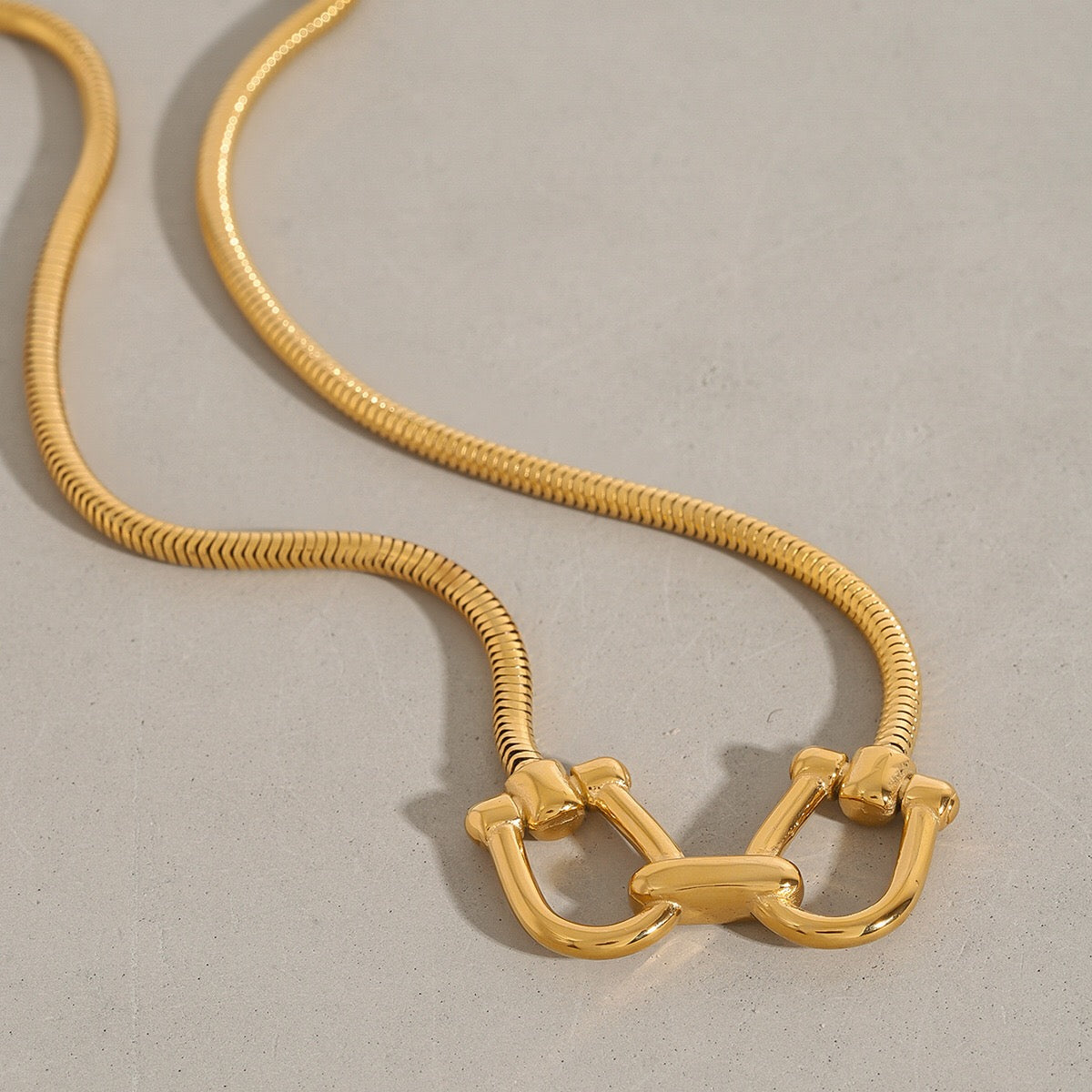 18K Gold Cuffed Pendant Statement Necklace
