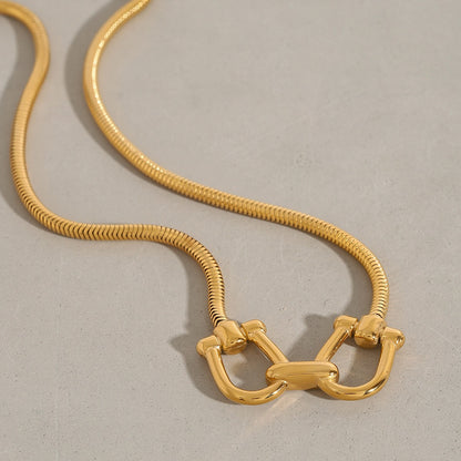 18K Gold Cuffed Pendant Statement Necklace