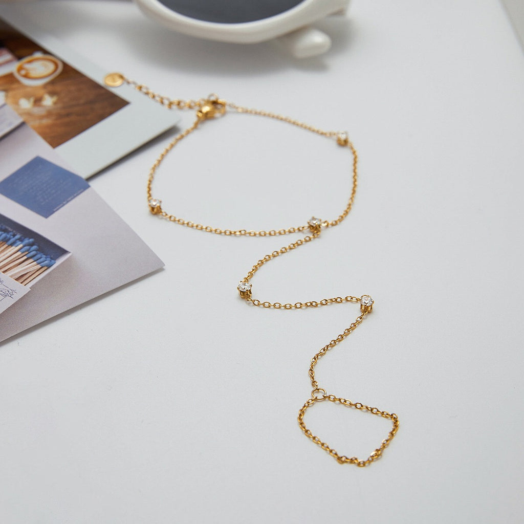 18K Gold Waterproof Simple Elegant Hand Chain Bracelet