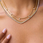 18K Gold Lavish Tennis Herringbone Snake Chain Dainty Layered Necklace Set