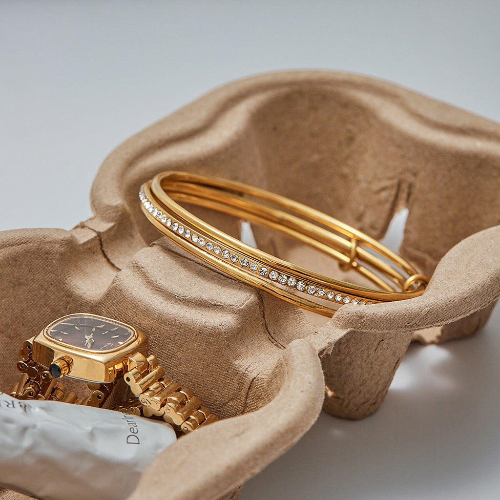 18K Gold and Silver Two Tone Spinelli Slim Bangle Bracelets Stack