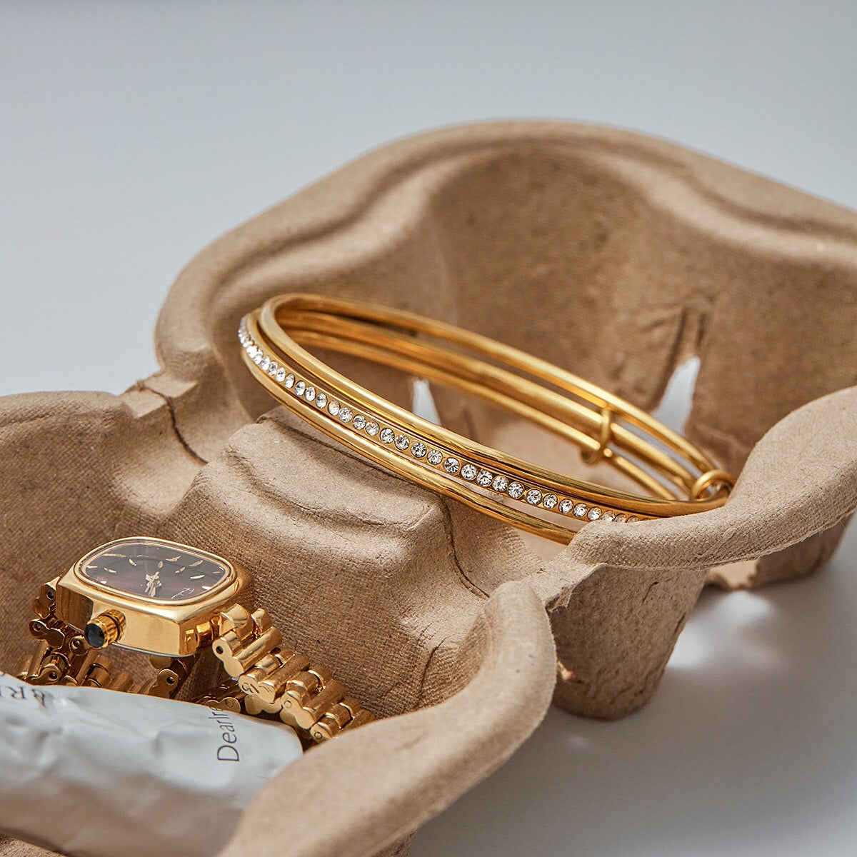 18K Gold and Silver Two Tone Spinelli Slim Bangle Bracelets Stack