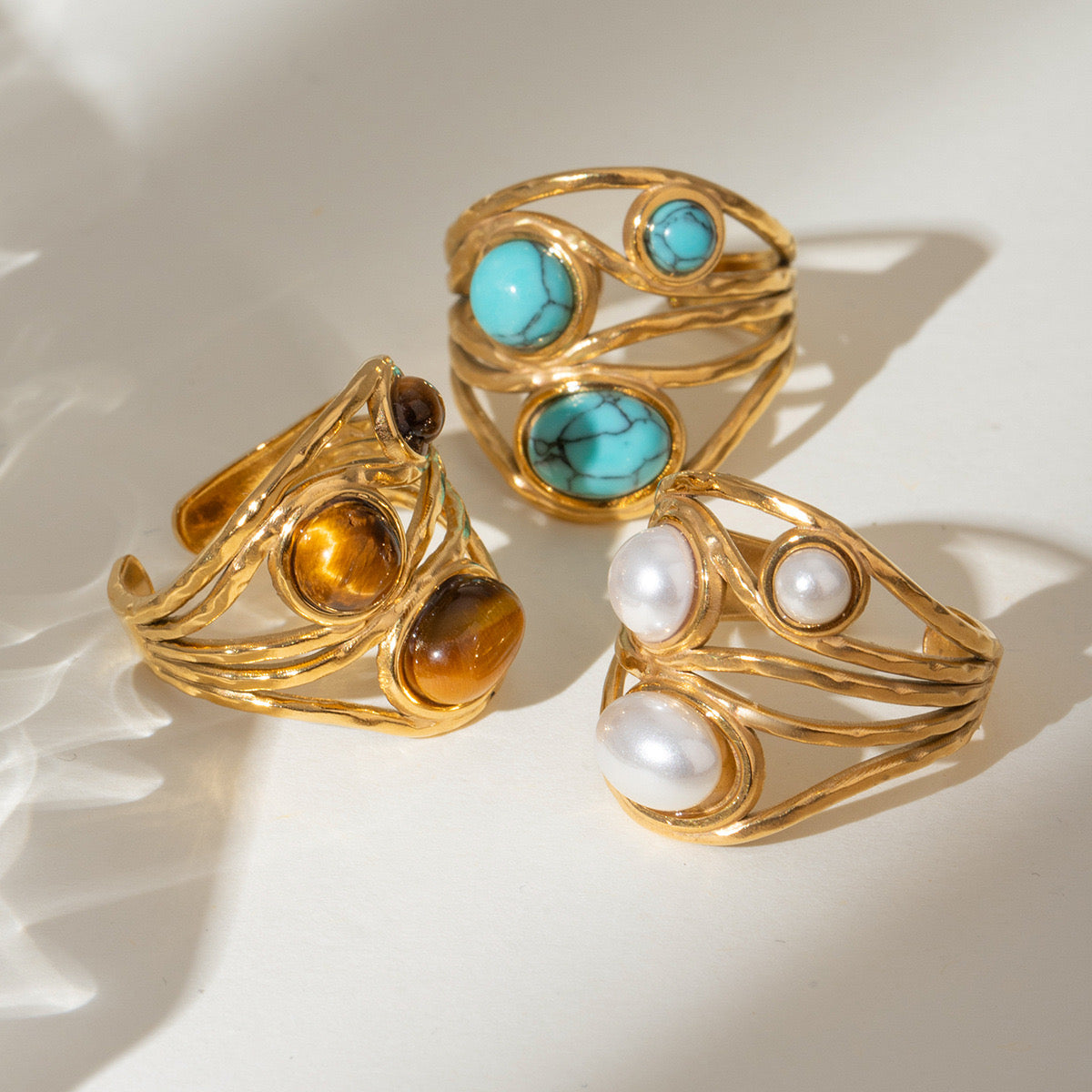 18K Gold Bold Gemstone Statement Ring