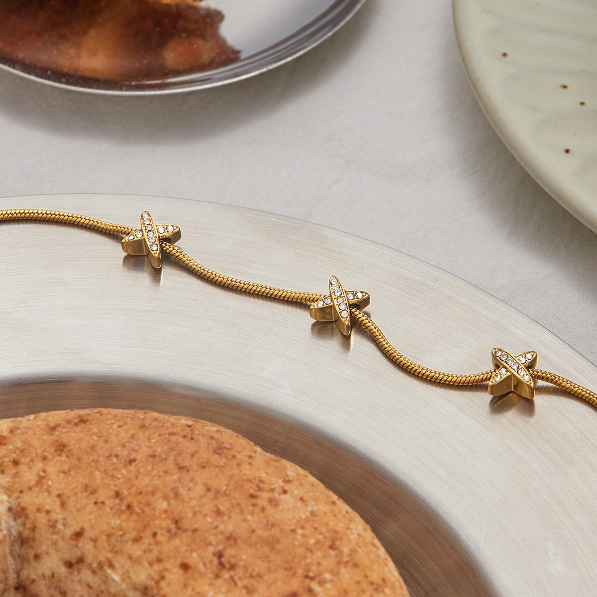 18K Gold Waterproof Dainty Heart Hand Jewelry Chain Bracelet