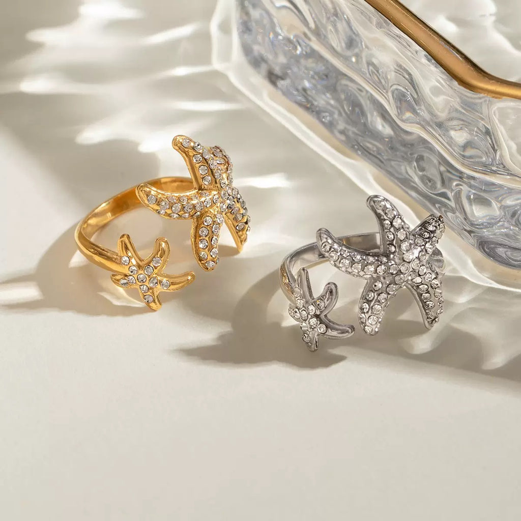 18K Gold Bling Starfish Statement Ring