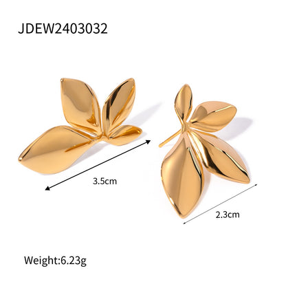 18K Gold Lush Flower Statement Stud Earrings