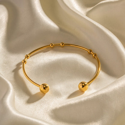 18K Gold Floating Beades Stacking Cuff Bangle Bracelet