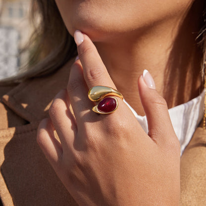 18K Gold Modern Royalty Gemstone Pearl Statement Ring