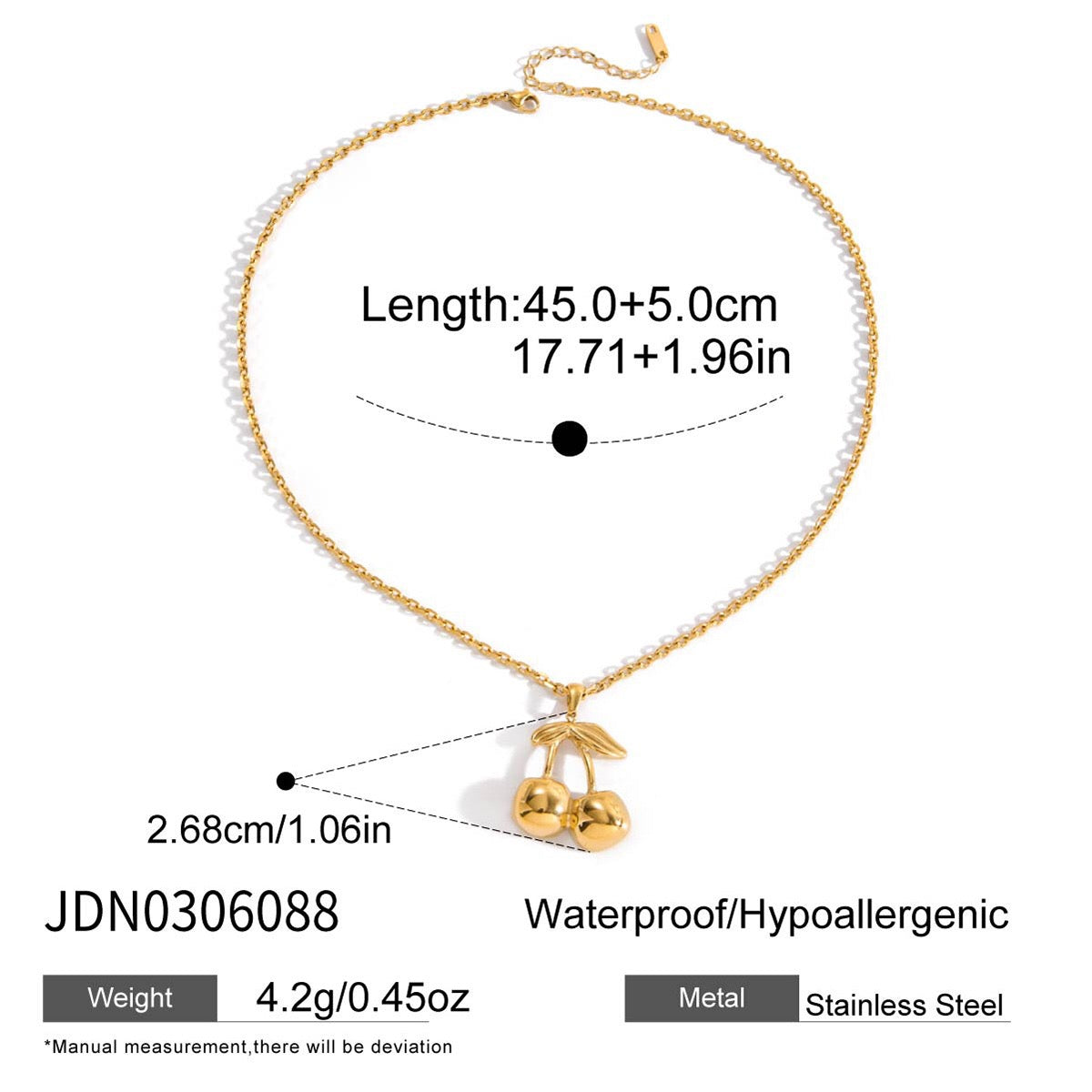 18K Gold Cherry Crush Pendant Cute Necklace