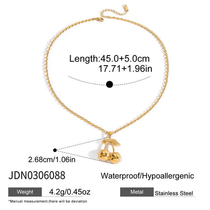 18K Gold Cherry Crush Pendant Cute Necklace