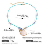 18K Gold Color String Ocean Themed Charm Necklace