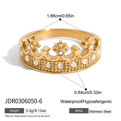 18K Gold Princess Tiara Statement Ring