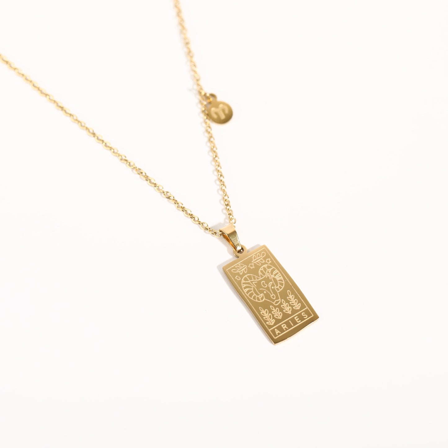 18K Gold Zodiac Plate Pendant Necklace