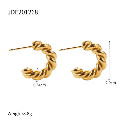 18K Gold Twisted Huggie Earrings