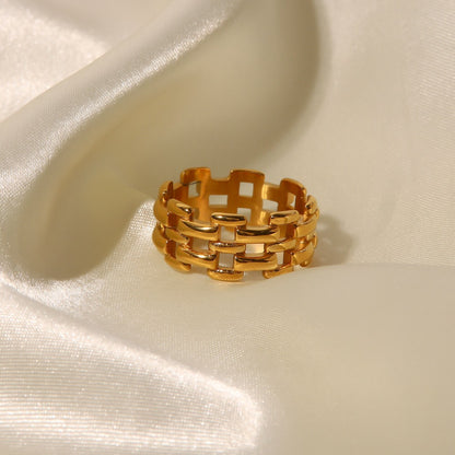 18K Gold Status Watch Band Chain Ring