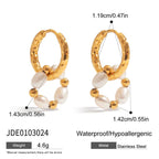 18K Gold Royal Pearl Huggie Earrings Ear Cuffs Set