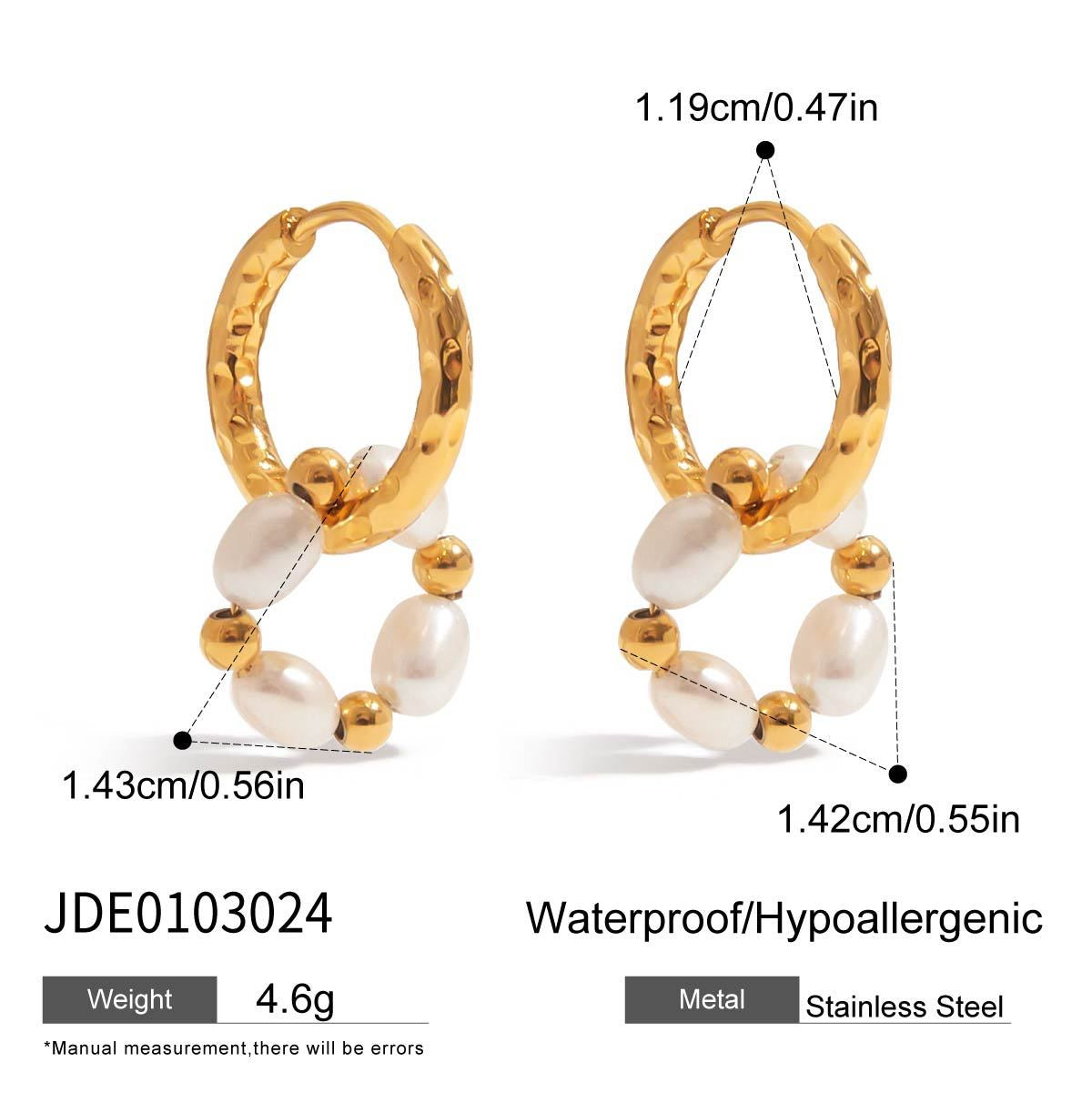 18K Gold Royal Pearl Huggie Earrings Ear Cuffs Set