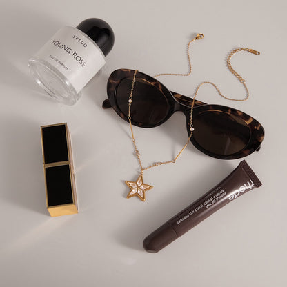 18K Gold Stellar Heart Pendant Tennis Chain Layered Necklace Set