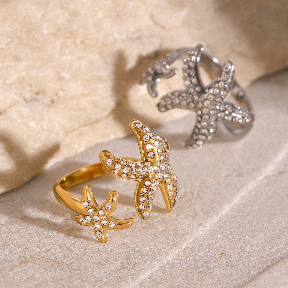 18K Gold Bling Starfish Statement Ring