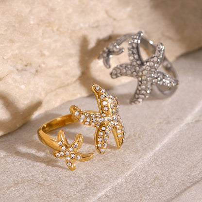 18K Gold Bling Starfish Statement Ring