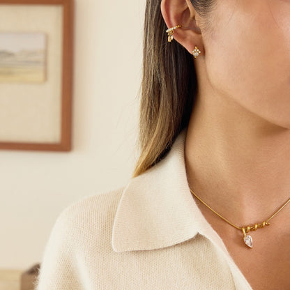 18K Gold Paw Print Small Hoop Huggie Earrings