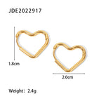 18K Gold Minimalist Geometric Heart Huggie Earrings