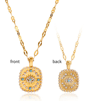 18K Gold Turquoise Evil Eye Pendant Beaded Statement Layered Necklace Set