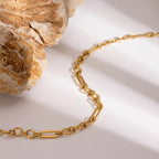 18K Gold Modern Figaro Chain Choker Necklace