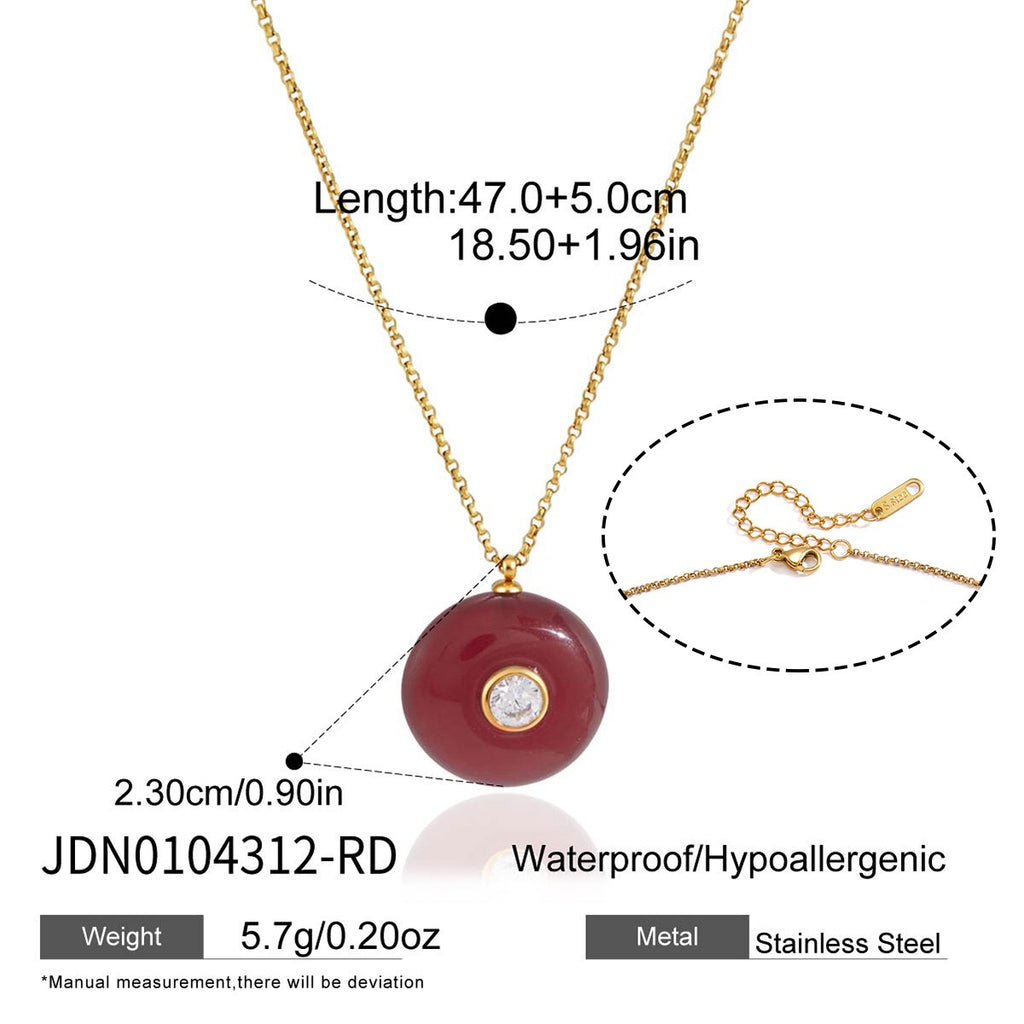 18K Gold Summer Healing Color Stone Long Pendant Necklace
