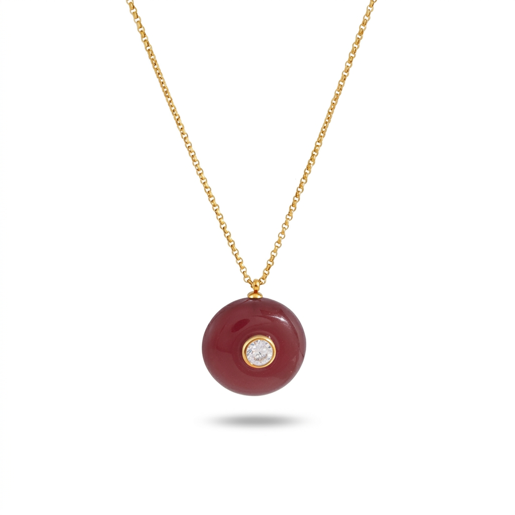 18K Gold Summer Healing Color Stone Long Pendant Necklace