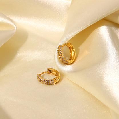 18K Gold Minimalist Bling Small Hoop Huggie Earrings