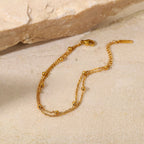 18K Gold Beaded Chain Bracelet
