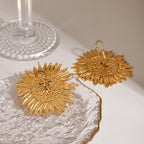 18K Gold Sunflower Statement Stud Earrings