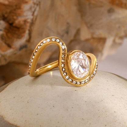 18K Gold Unique Flow Forever Jewel Statement Ring