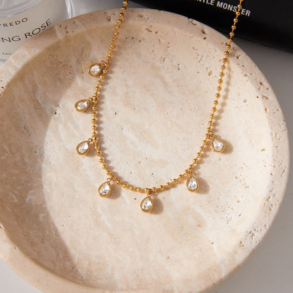 18K Gold Starlight Sprinkle Dainty CZ Chain Necklace