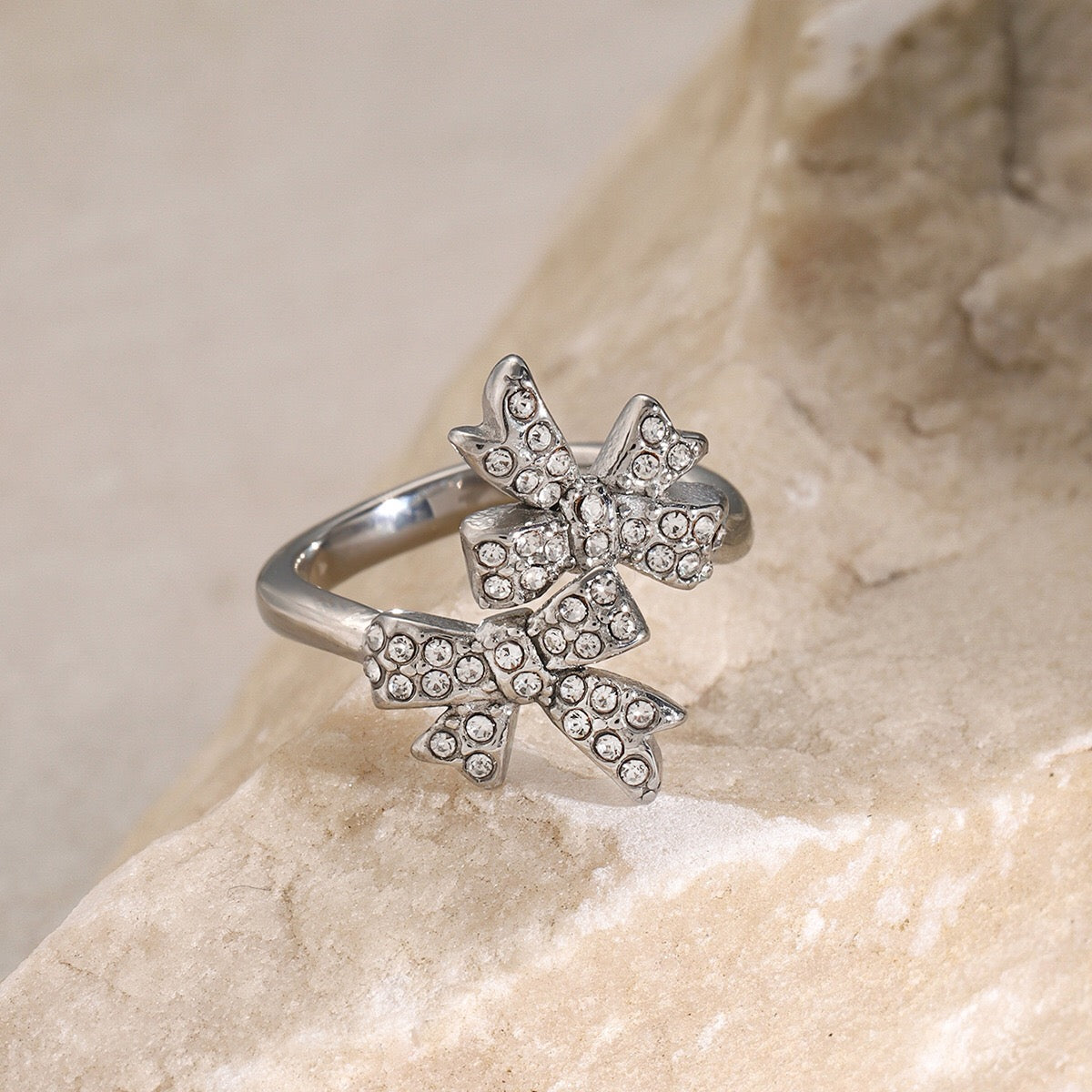 18K Gold Bejeweled Coquette Bow Ring