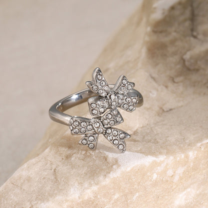 18K Gold Bejeweled Coquette Bow Ring