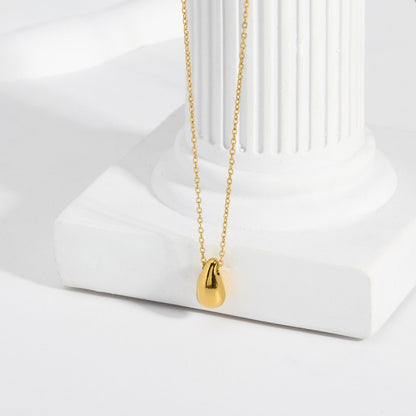 18K Gold Minimalist Teardrop Pendant Dainty Necklace