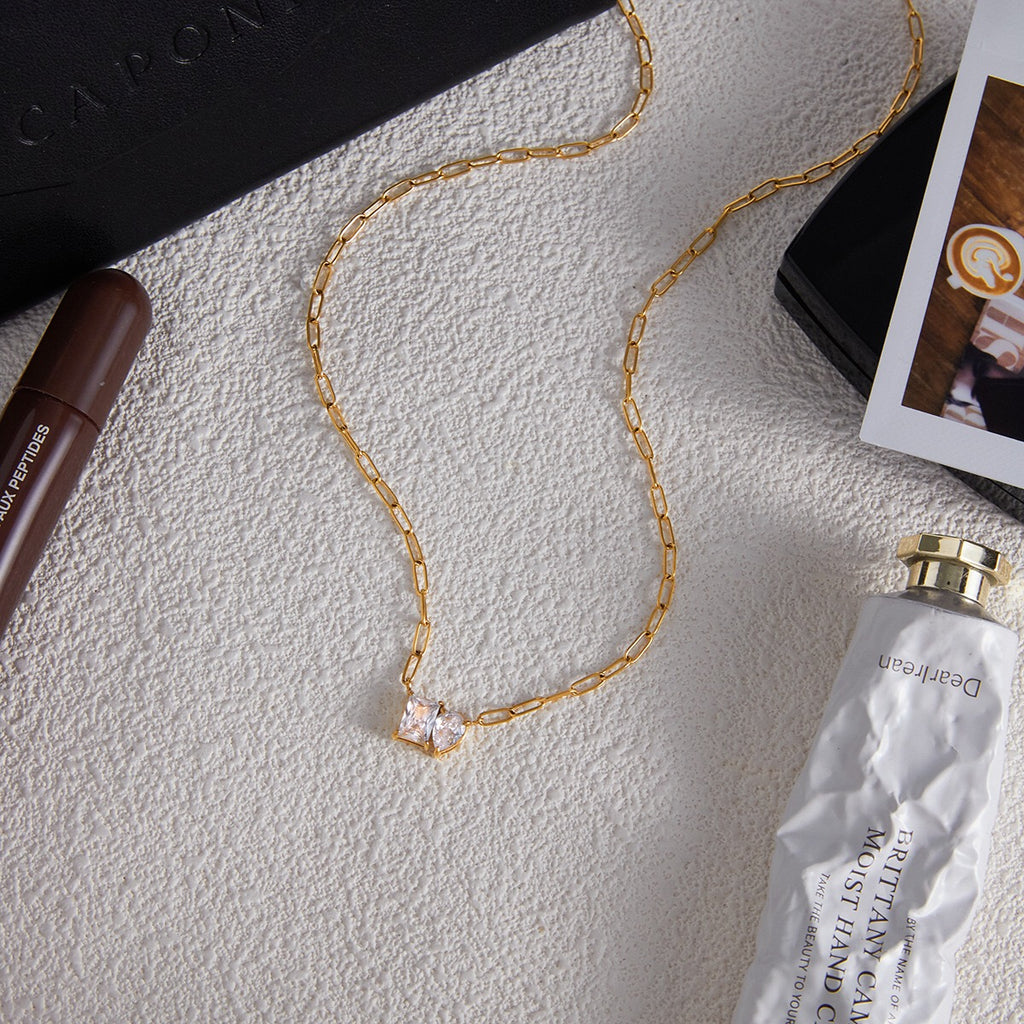 18K Gold Perfect Match Pendant Rope Chain Necklace Set
