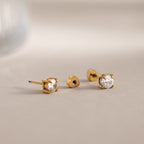 18K Gold Tiny Stars Flat Back Stud Nap Earrings Set