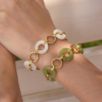 18K Gold Aura Loop Circle Chain Statement Bracelet