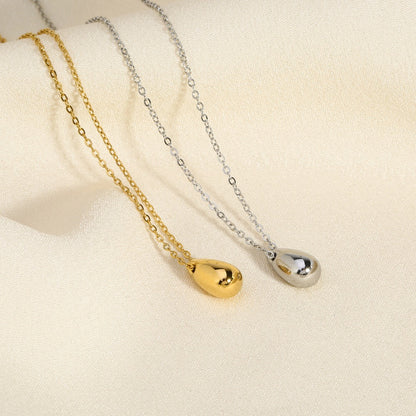 18K Gold Minimalist Teardrop Pendant Dainty Necklace