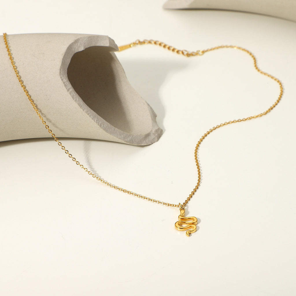 18K Gold Dainty Snake Pendant Necklace