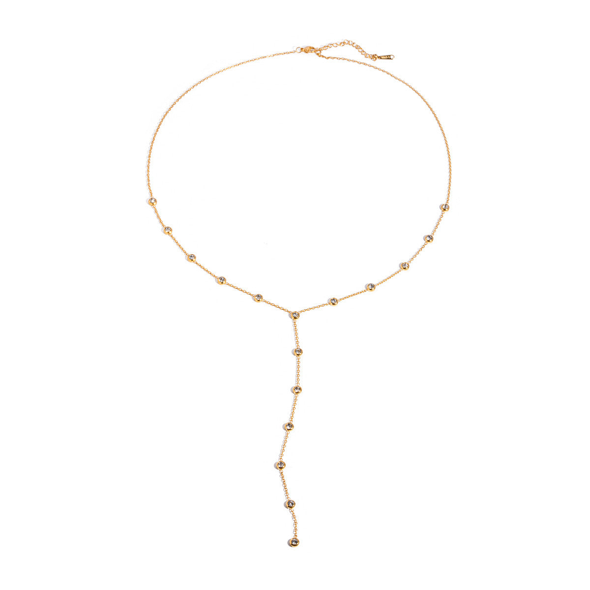 18K Gold Starry Crystal Lariat Necklace